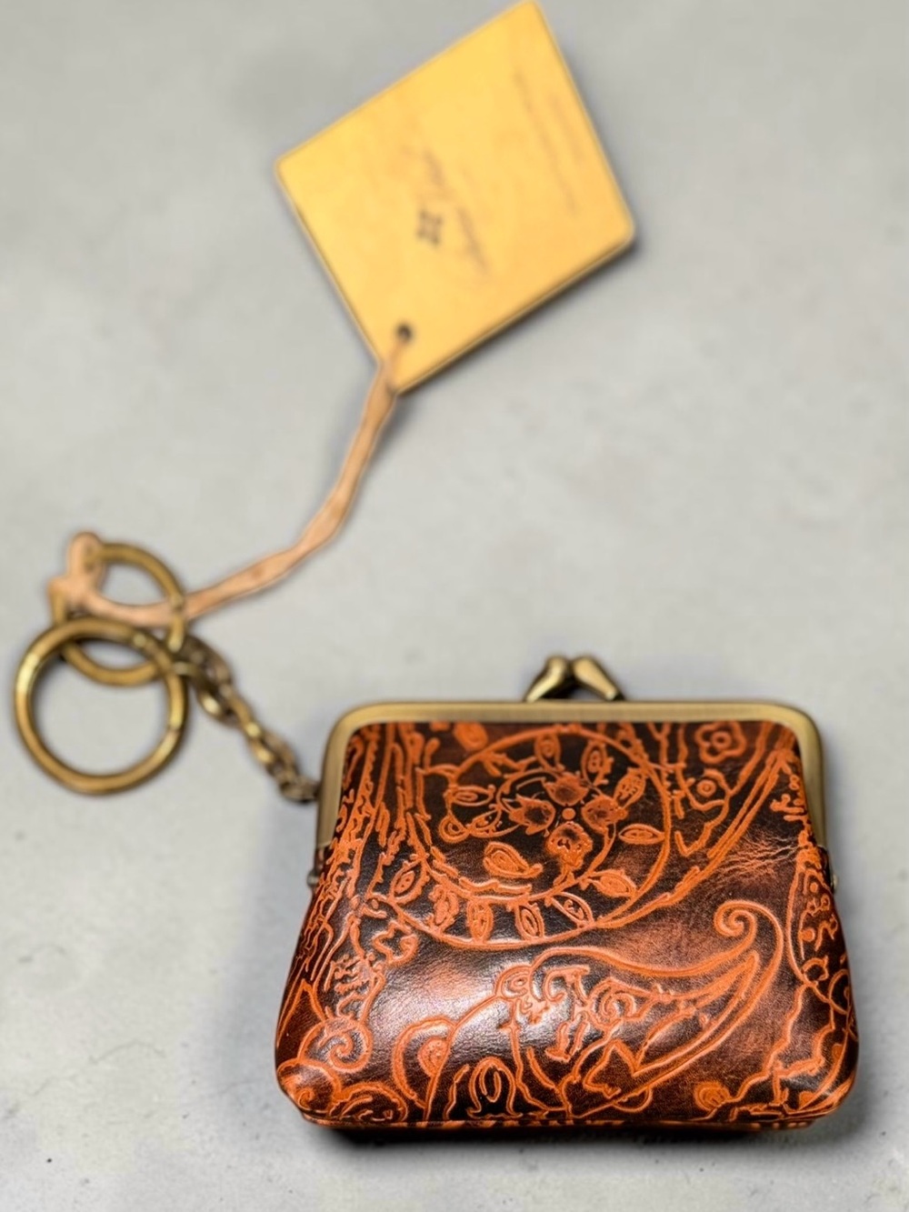 Patricia Nash NWT Embossed Leather Kiss-Lock Coin Keychain Western Purse - Picture 2 of 5